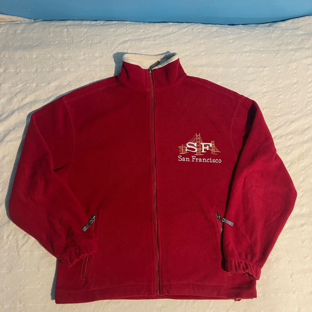 Lanza Red San Francisco Fleece Jacket fully zip women great Condition size xs